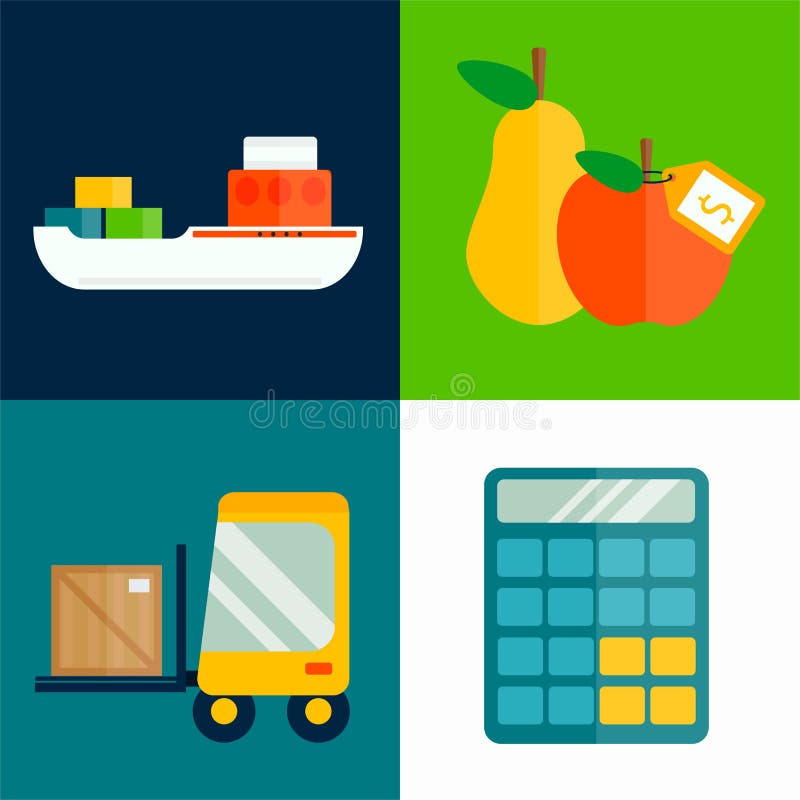 Ilustração do vetor do transporte dos frutos da exportação da importação ilustração royalty free Ilustração do vetor do transporte dos frutos da exportação da importação ilustração royalty free