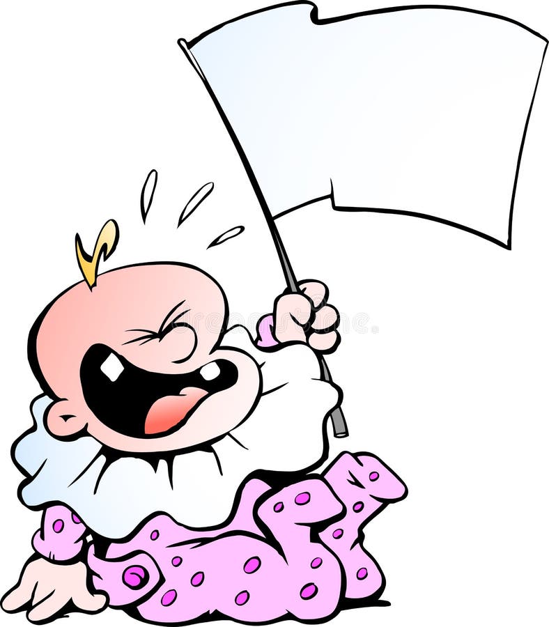 Ilustração do vetor dos desenhos animados de um bebê histericamente gritando ilustração royalty free Ilustração do vetor dos desenhos animados de um bebê histericamente gritando ilustração royalty free
