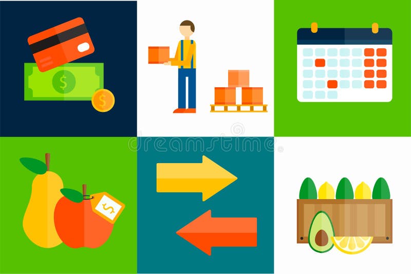 Ilustração do vetor dos frutos da exportação da importação ilustração stock Ilustração do vetor dos frutos da exportação da importação ilustração stock