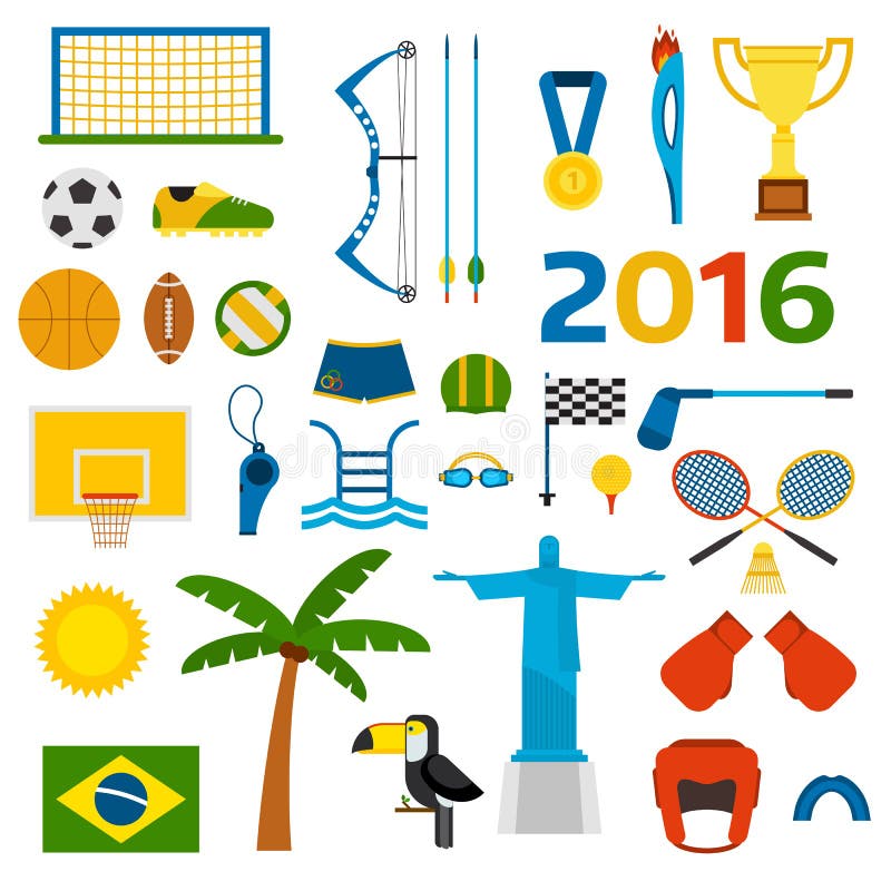Ilustração do vetor dos ícones dos Jogos Olímpicos do verão do Rio ilustração stock Ilustração do vetor dos ícones dos Jogos Olímpicos do verão do Rio ilustração stock