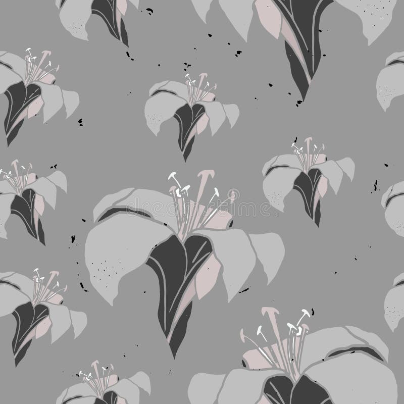 A ilustração do vetor do lírio floresce o teste padrão sem emenda ilustração royalty free A ilustração do vetor do lírio floresce o teste padrão sem emenda ilustração royalty free