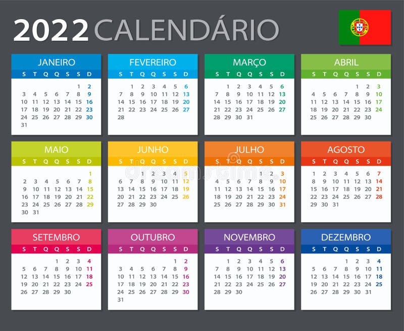 Calendário Em Língua Portuguesa Para O Ano 2020 2021 2022 2023 2024
