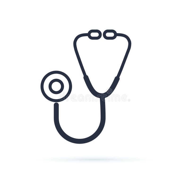 Ilustração do ícone da forma do vetor do estetoscópio isolada no fundo branco Médico, ícone dos cuidados médicos do diagnóstico ilustração royalty free Ilustração do ícone da forma do vetor do estetoscópio isolada no fundo branco Médico, ícone dos cuidados médicos do diagnóstico ilustração royalty free