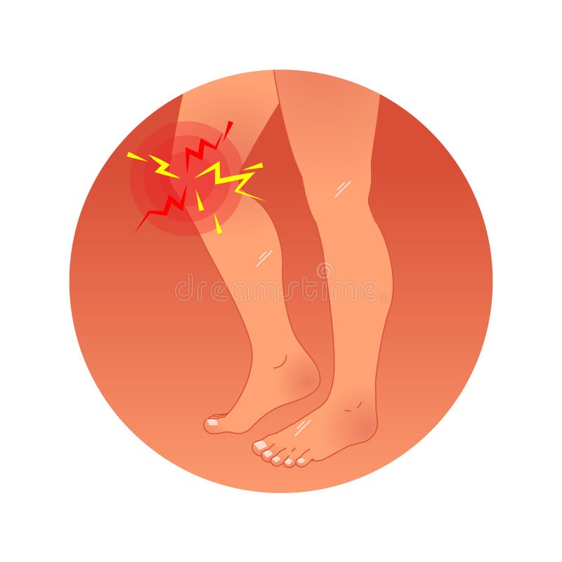 Ilustração dolorosa do vetor do conceito do joelho com pés humanos Círculos da dor do símbolo gráfico ilustração do vetor Ilustração dolorosa do vetor do conceito do joelho com pés humanos Círculos da dor do símbolo gráfico ilustração do vetor