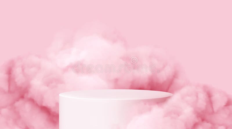 Ilustração Elegante de Vetor Rosa, Apresentando um Pedestal de Cilindro Minimalista contra um Pintor de Fundo Suave e Turvo para ilustração stock