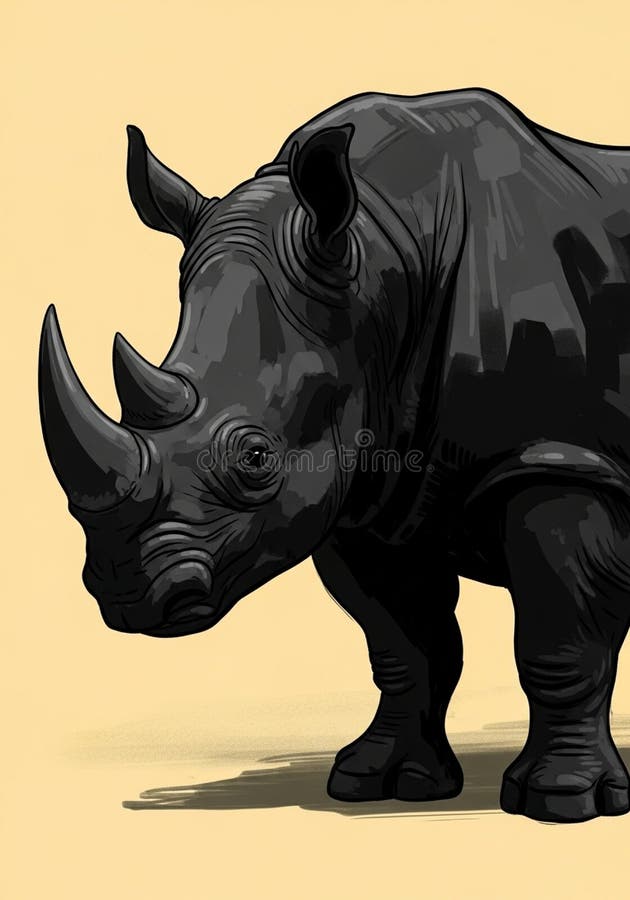 Ilustração estilizada de um rinoceronte-negro ilustração do vetor
