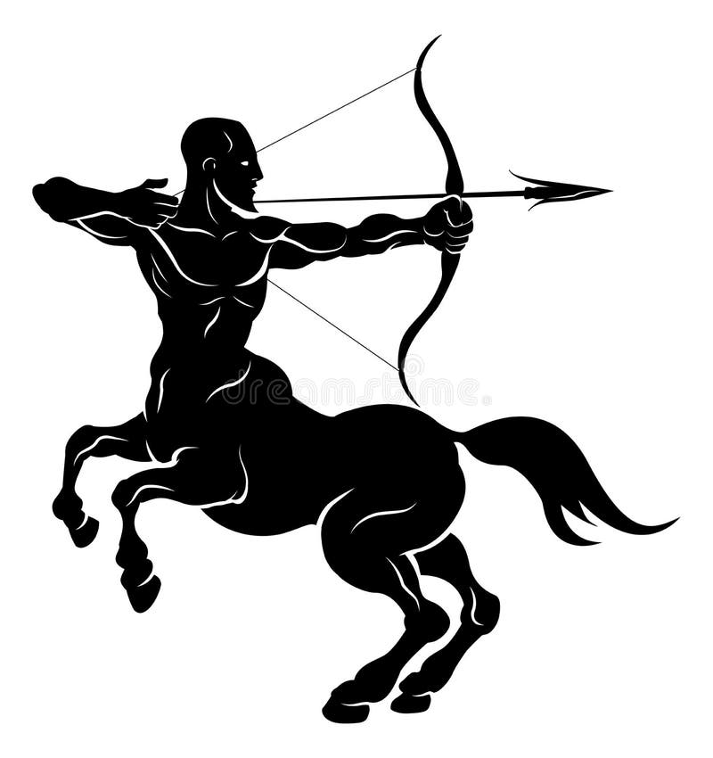 An illustration of a stylised black centaur archer perhaps a centaur archer tattoo. An illustration of a stylised black centaur archer perhaps a centaur archer tattoo