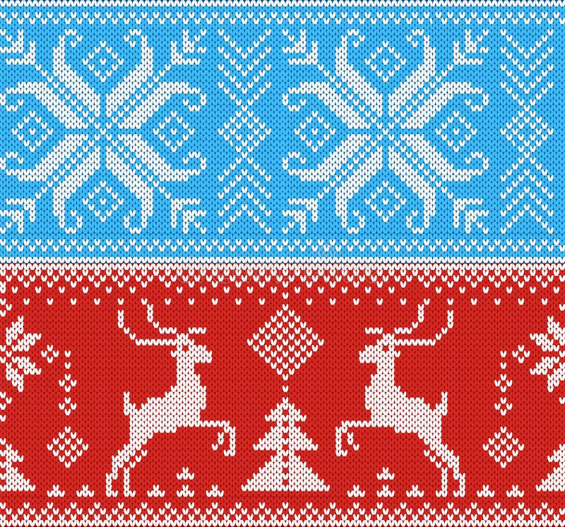 Ilustração feita malha tradicional de confecção de malhas do ornamento do Natal da camiseta do inverno do fundo da textura de lãs ilustração stock Ilustração feita malha tradicional de confecção de malhas do ornamento do Natal da camiseta do inverno do fundo da textura de lãs ilustração stock