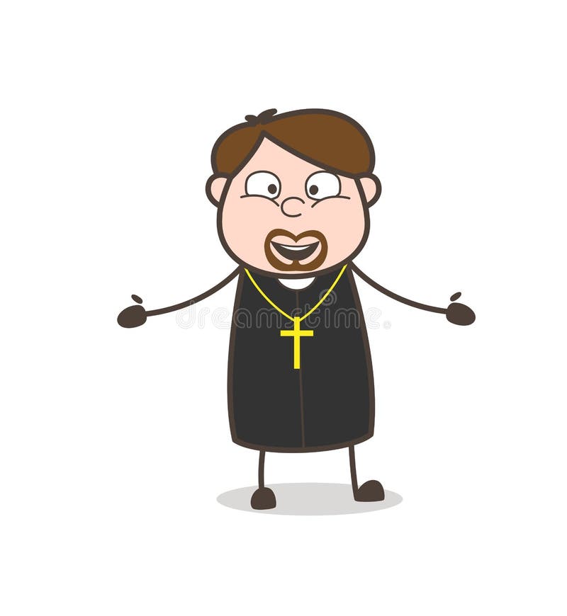 Ilustração feliz alegre de Open Hand-Gesture Vetora do padre ilustração do vetor Ilustração feliz alegre de Open Hand-Gesture Vetora do padre ilustração do vetor