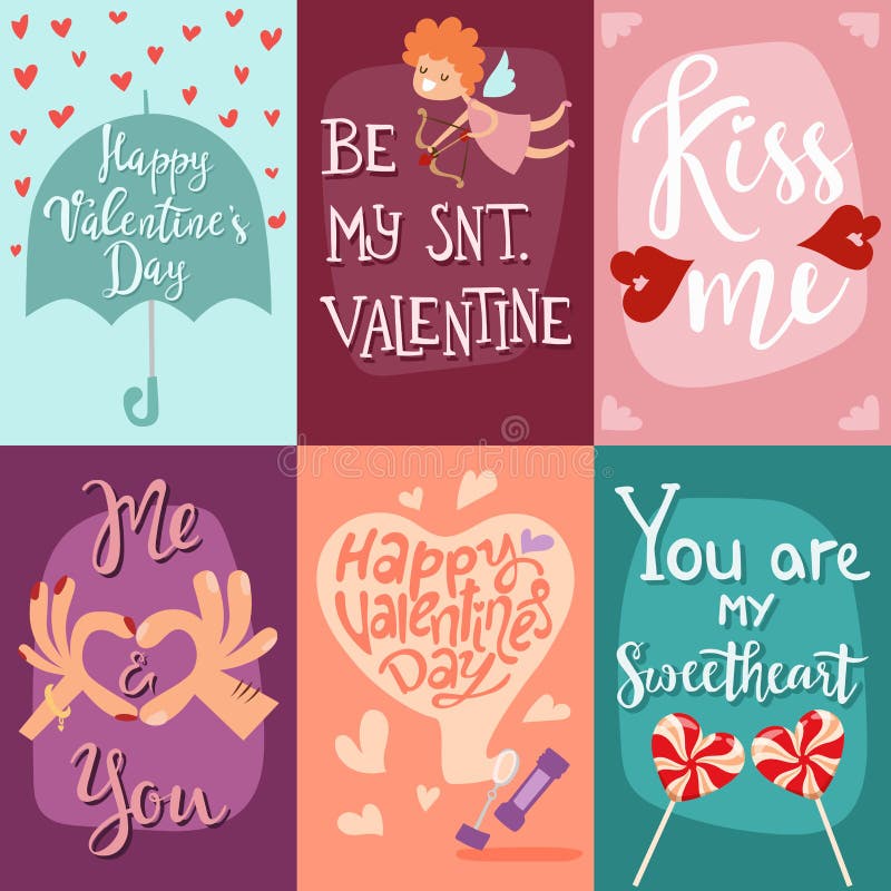 Ilustração feliz do vetor dos cartões do dia de Valentim ilustração royalty free Ilustração feliz do vetor dos cartões do dia de Valentim ilustração royalty free