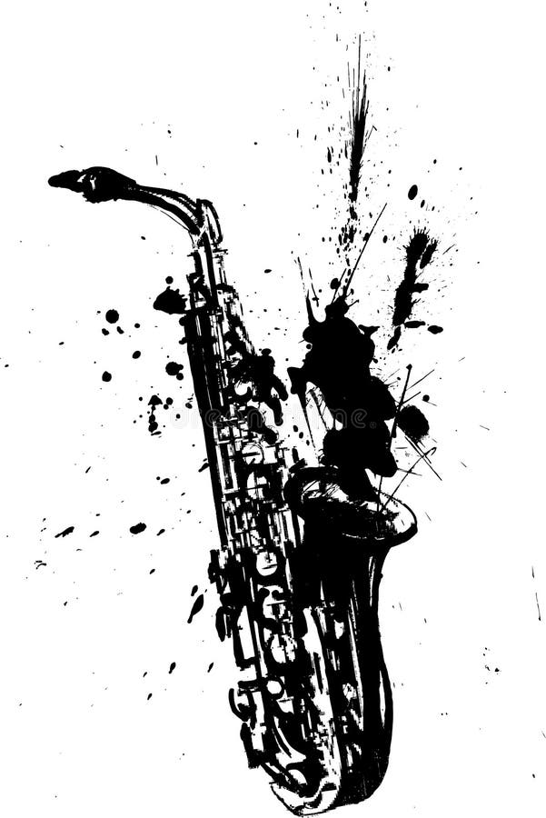 Ilustração Handmade de um saxofone