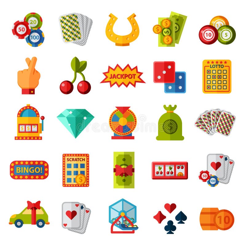 Ilustração isolada ajustada ícones do vetor do casino ilustração stock Ilustração isolada ajustada ícones do vetor do casino ilustração stock