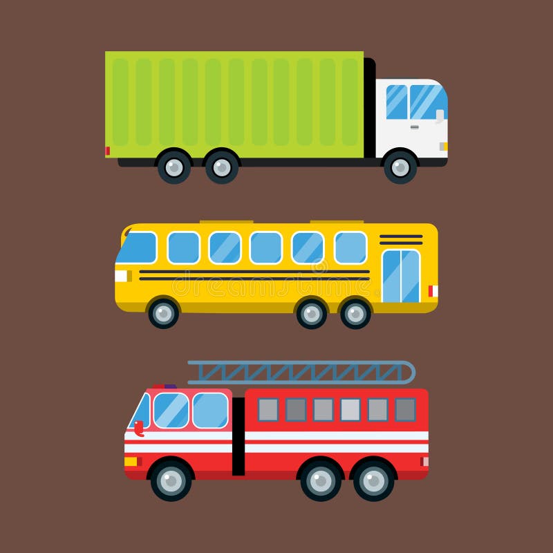 Ilustração isolada logística do vetor do ônibus da carga do transporte da entrega dos desenhos animados do carro do carro de bomb ilustração stock Ilustração isolada logística do vetor do ônibus da carga do transporte da entrega dos desenhos animados do carro do carro de bomb ilustração stock