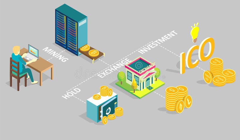 Ilustração isométrica do vetor da vida de Cryptocurrency ilustração do vetor Ilustração isométrica do vetor da vida de Cryptocurrency ilustração do vetor