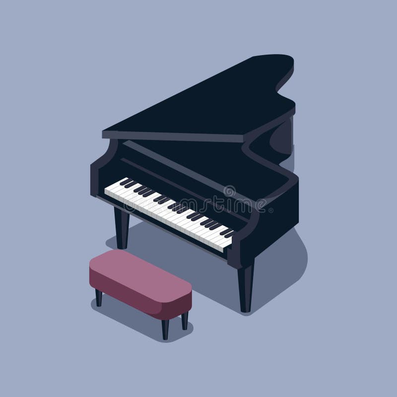 Ilustração isométrica do vetor do piano de cauda preto ilustração stock Ilustração isométrica do vetor do piano de cauda preto ilustração stock