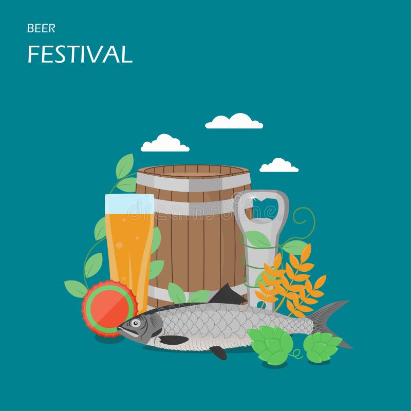 Ilustração lisa do projeto do estilo do vetor do festival da cerveja ilustração do vetor Ilustração lisa do projeto do estilo do vetor do festival da cerveja ilustração do vetor