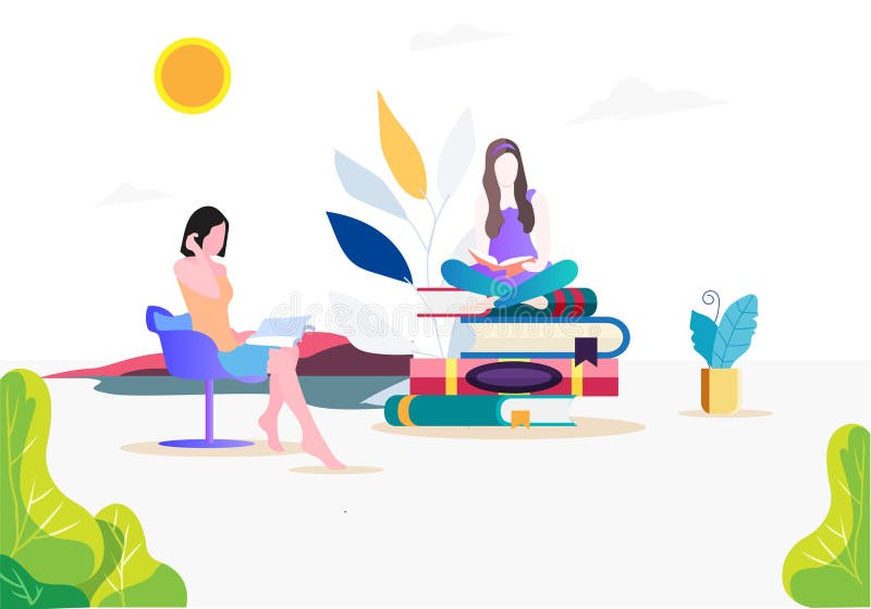 Ilustração lisa do vetor do livro de leitura ilustração royalty free Ilustração lisa do vetor do livro de leitura ilustração royalty free