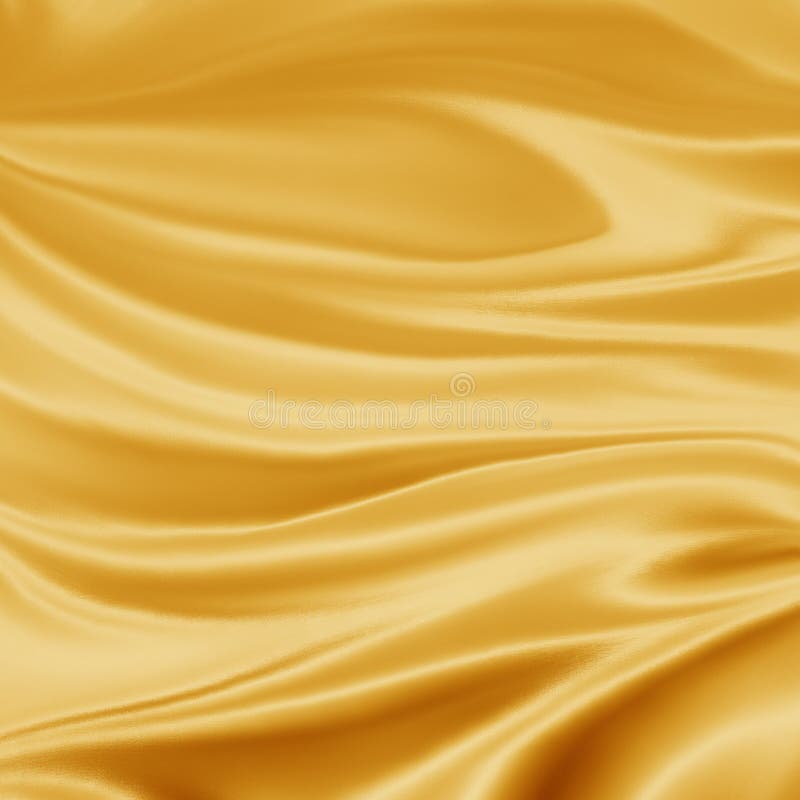 Ilustração luxuosa do fundo do ouro amarelo com as dobras drapejadas onduladas do pano, textura de seda lisa com enrugamentos e v