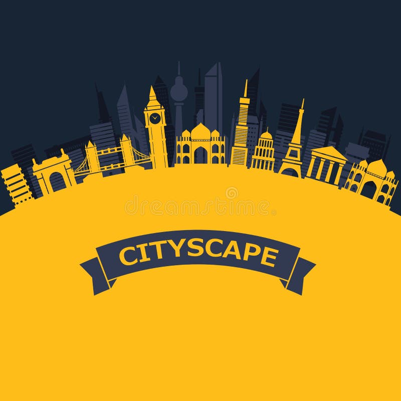 Ilustração de cidade moderna. Elementos de design ilustração do vetor