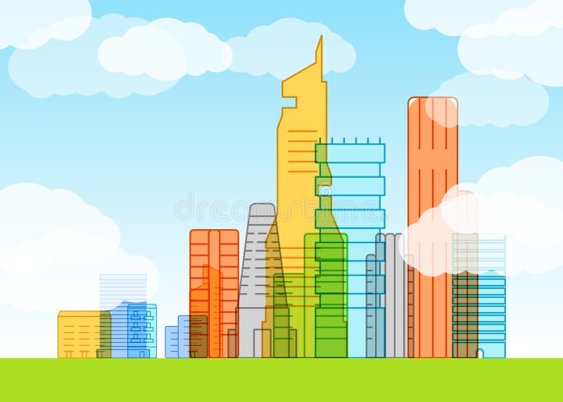 Ilustração moderna da cidade Lineart ilustração stock