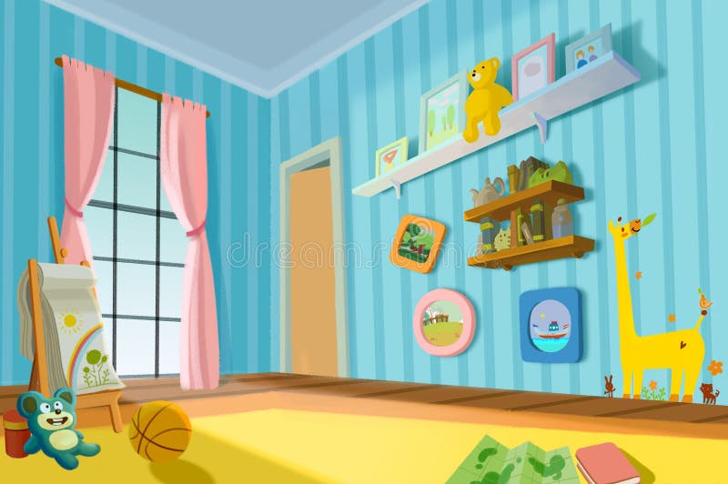 Ilustração para crianças: Sala de criança doce ilustração stock Ilustração para crianças: Sala de criança doce ilustração stock