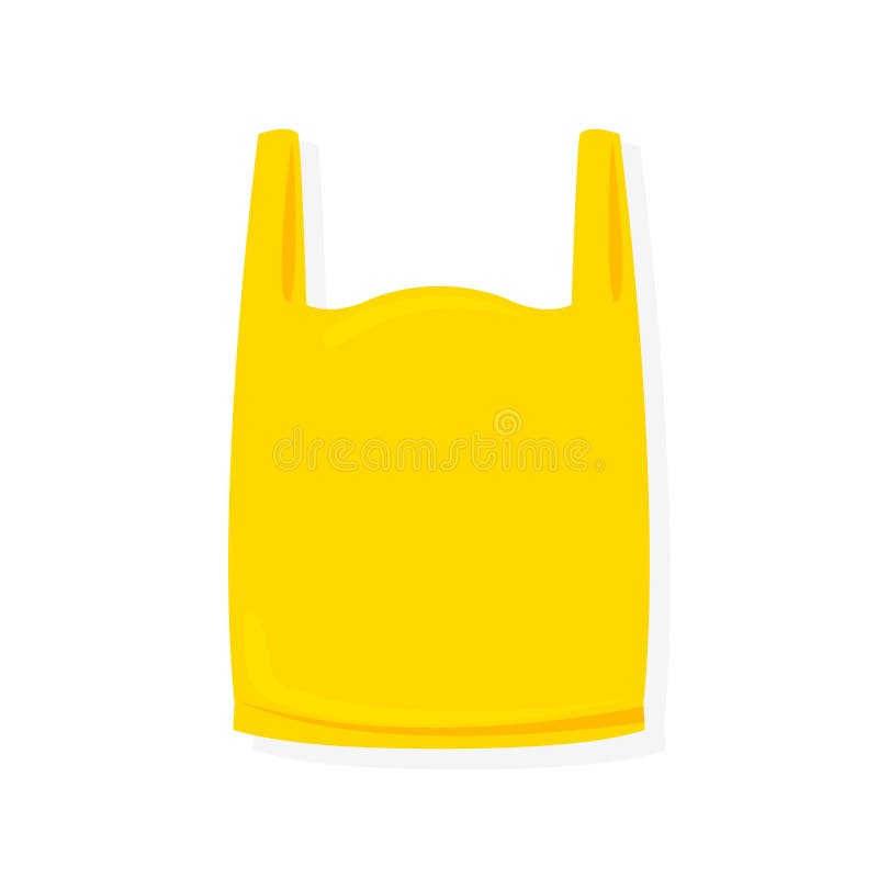 Ilustração plástica do saco amarelo no fundo branco