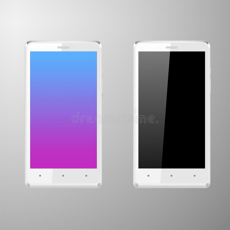 Ilustração realística de um smartphone branco com tela editável ilustração do vetor Ilustração realística de um smartphone branco com tela editável ilustração do vetor