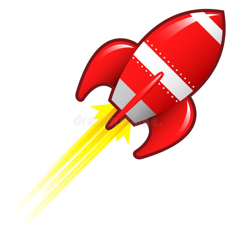 Stylized vector illustration of a retro rocket ship space vehicle blasting off into the sky. Stylized vector illustration of a retro rocket ship space vehicle blasting off into the sky.