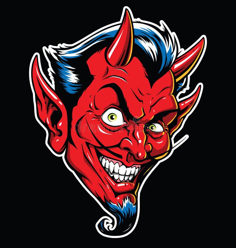Ilustração Rockabilly do vetor da tatuagem do diabo na cor completa ilustração do vetor Ilustração Rockabilly do vetor da tatuagem do diabo na cor completa ilustração do vetor