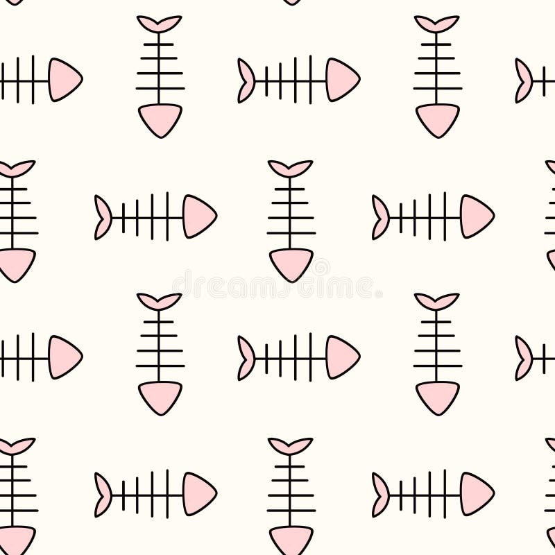 Ilustração sem emenda cor-de-rosa branca preta bonito do fundo do teste padrão do osso de peixes ilustração stock Ilustração sem emenda cor-de-rosa branca preta bonito do fundo do teste padrão do osso de peixes ilustração stock