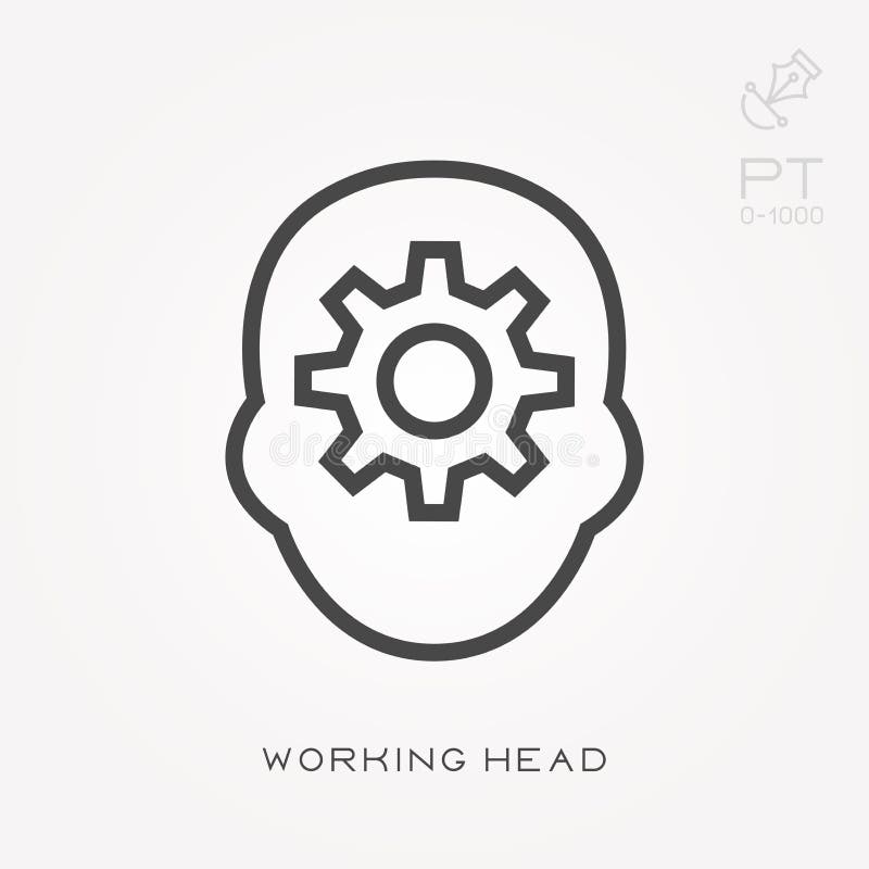 Ilustração simples do vetor com capacidade para mudar Linha cabeça do funcionamento do ícone ilustração stock Ilustração simples do vetor com capacidade para mudar Linha cabeça do funcionamento do ícone ilustração stock
