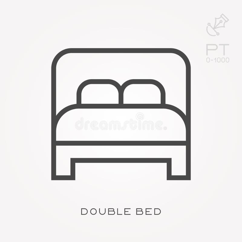 Ilustração simples do vetor com capacidade para mudar Linha cama de casal do ícone ilustração do vetor Ilustração simples do vetor com capacidade para mudar Linha cama de casal do ícone ilustração do vetor