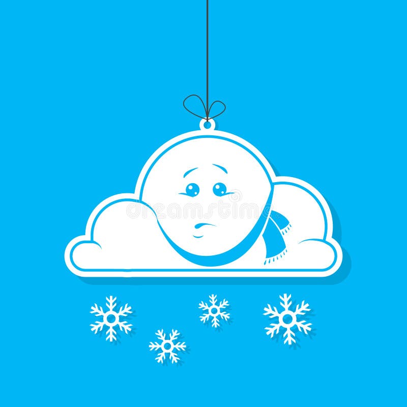 A ilustração simples do vetor dos desenhos animados de um branco liso nubla-se o inverno com neve em um fundo azul ilustração do vetor A ilustração simples do vetor dos desenhos animados de um branco liso nubla-se o inverno com neve em um fundo azul ilustração do vetor