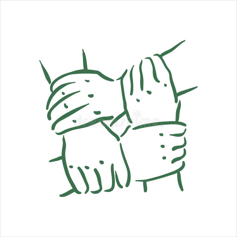 Ilustra??o tirada m?o das m?os da equipe do vetor no fundo branco ilustração stock Ilustra??o tirada m?o das m?os da equipe do vetor no fundo branco ilustração stock