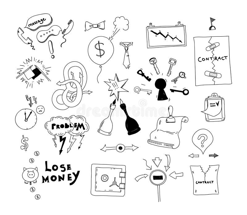 Ilustração tirada mão do conflito do interesse comercial ilustração royalty free Ilustração tirada mão do conflito do interesse comercial ilustração royalty free