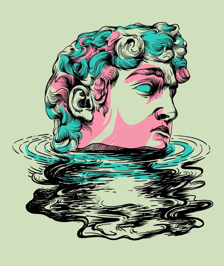 Ilustração tirada mão do pop art da estátua ilustração stock Ilustração tirada mão do pop art da estátua ilustração stock