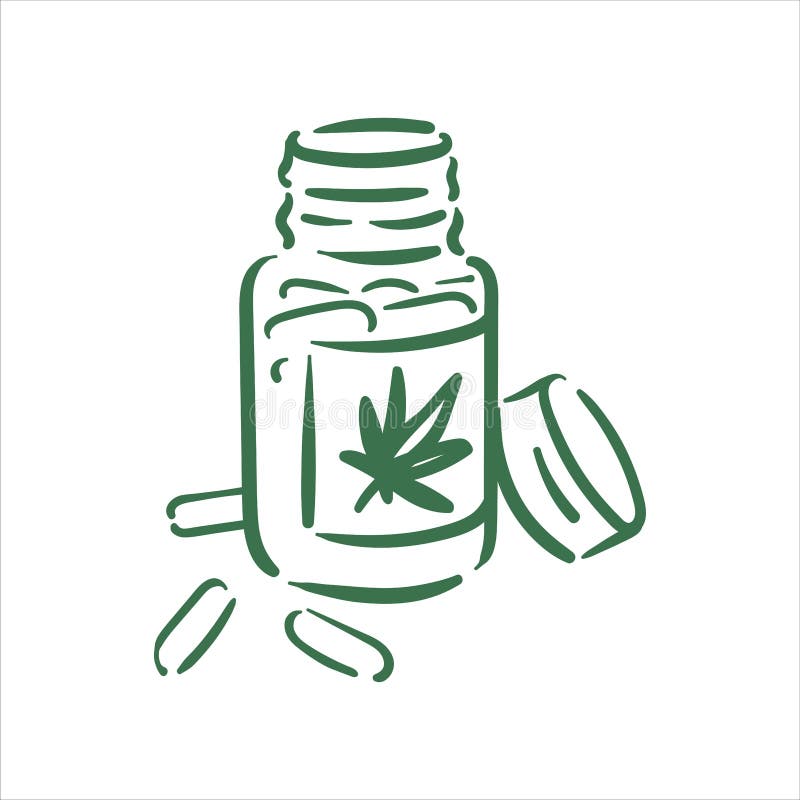 Ilustra??o tirada m?o dos comprimidos do cannabis do vetor no fundo branco ilustração royalty free Ilustra??o tirada m?o dos comprimidos do cannabis do vetor no fundo branco ilustração royalty free