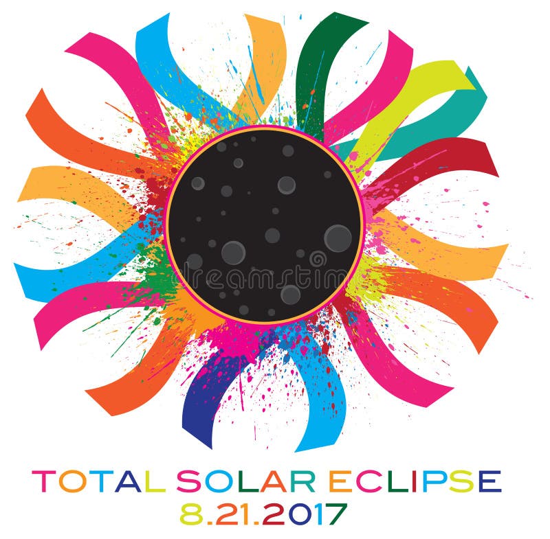 Ilustração total do vetor de Corona Text Color do eclipse 2017 solar