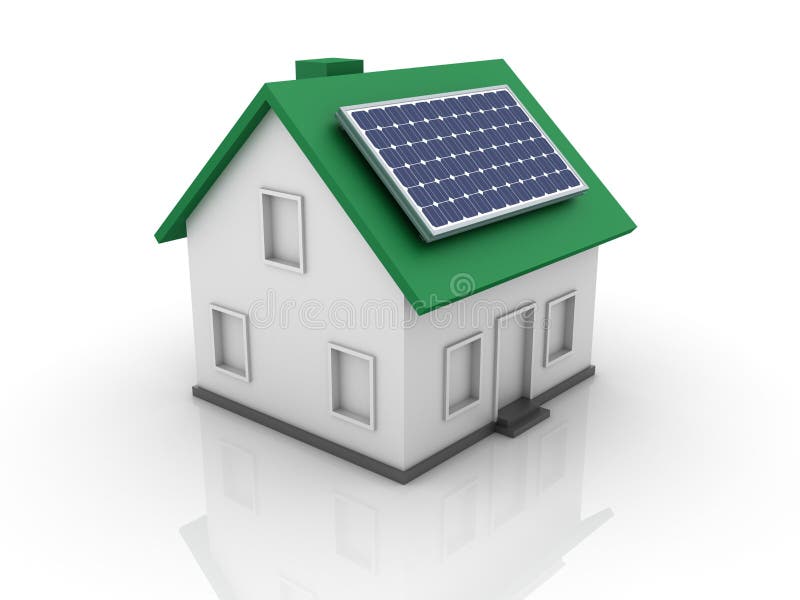 Casa com painel solar ilustração stock Casa com painel solar ilustração stock