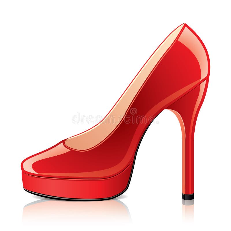 Red shoe high heels isolated photo-realistic vector illustration. Red shoe high heels isolated photo-realistic vector illustration
