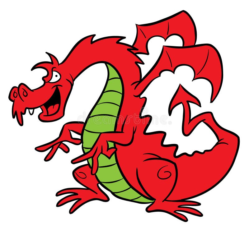 Ilustração vermelha dos desenhos animados do dragão ilustração stock Ilustração vermelha dos desenhos animados do dragão ilustração stock