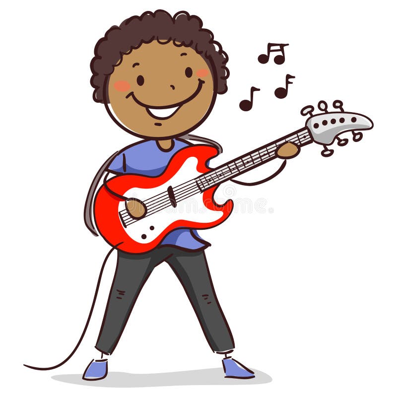Ilustração vetorial do Stick Kid Figura do Black Boy tocando guitarra ilustração do vetor Ilustração vetorial do Stick Kid Figura do Black Boy tocando guitarra ilustração do vetor
