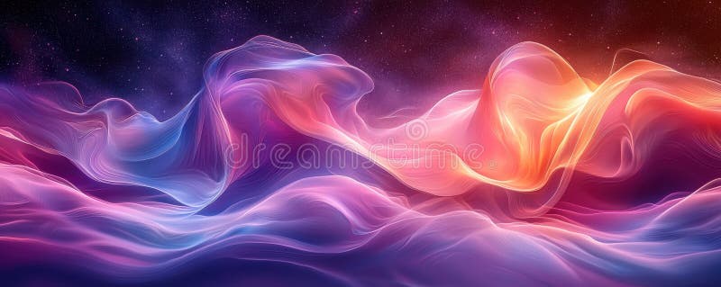 Ilustrație cu valuri colorate abstracte vii, cu textură strălucitoare și atmosferă de vis stock image