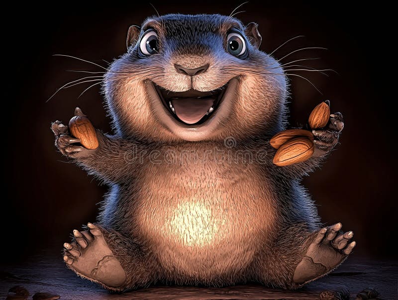 Ilustrații de tip grohog vesel cu fructe cu coajă lemnoasă stock illustration