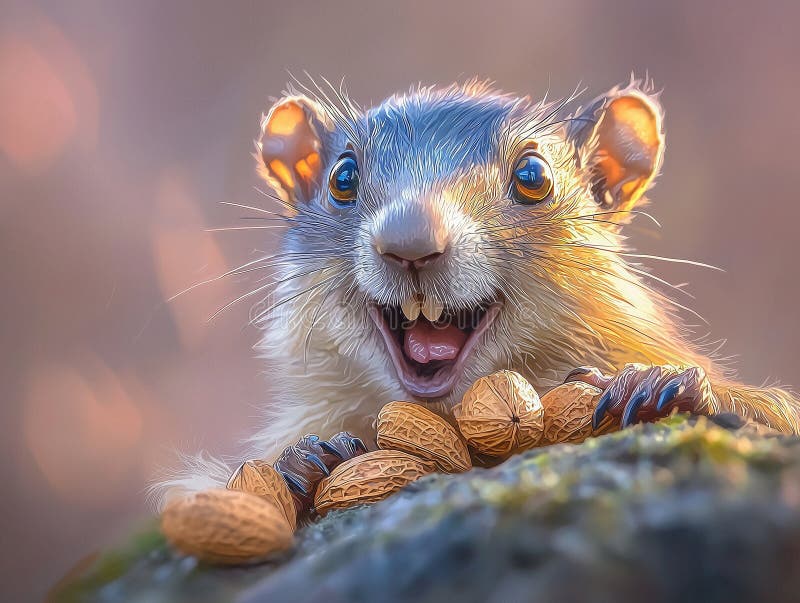 Ilustrații de tip grohog vesel cu fructe cu coajă lemnoasă royalty free illustration