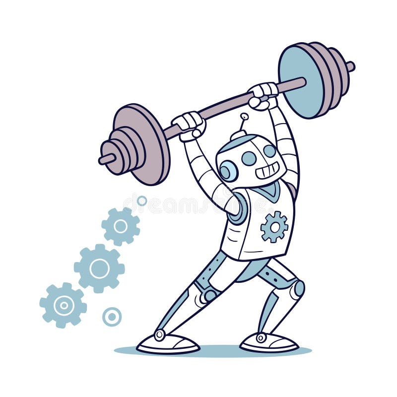 Ilustrează vectorul robot muscular puternic stock illustration