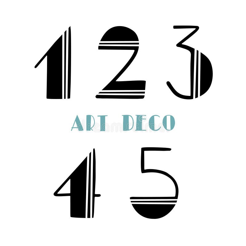 Ilustro-deco numere retrocolor. set de fonturi pentru numere creative vectoriale desenate manual. tendință 1920 stil retro royalty free illustration