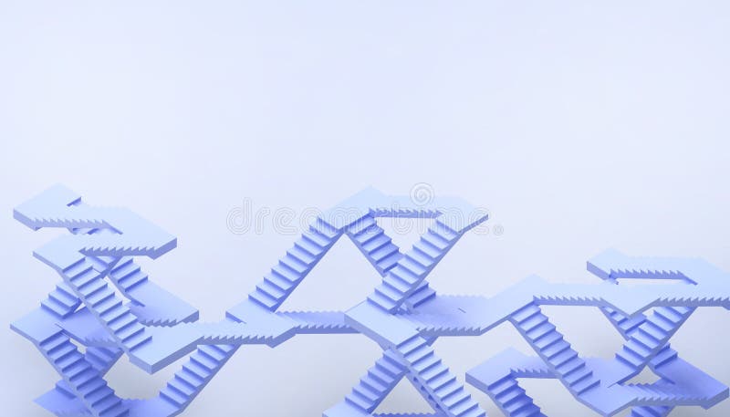 Ilusão da escada azul e dos elementos do conceito do negócio e os artísticos apresentados no fundo azul pastel ilustração royalty free Ilusão da escada azul e dos elementos do conceito do negócio e os artísticos apresentados no fundo azul pastel ilustração royalty free