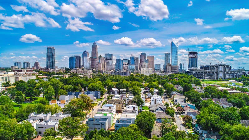 Im Stadtzentrum gelegenes Charlotte, North Carolina, USA-Skyline-Antenne stockbilder Im Stadtzentrum gelegenes Charlotte, North Carolina, USA-Skyline-Antenne stockbilder