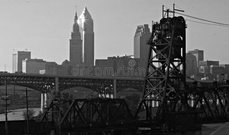 Im Stadtzentrum gelegenes Cleveland Ohio Bridges stockbilder Im Stadtzentrum gelegenes Cleveland Ohio Bridges stockbilder